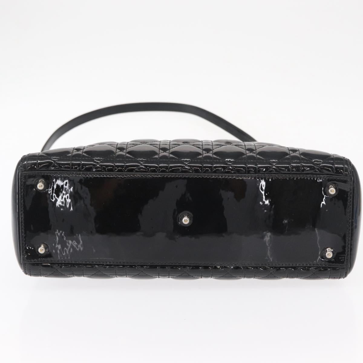 Christian Dior Canage Hand Bag Enamel 2way Black Silver Auth BA7509