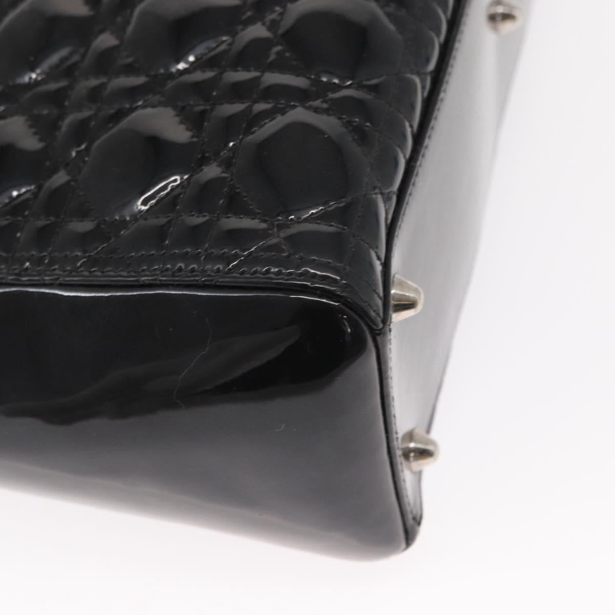 Christian Dior Canage Hand Bag Enamel 2way Black Silver Auth BA7509