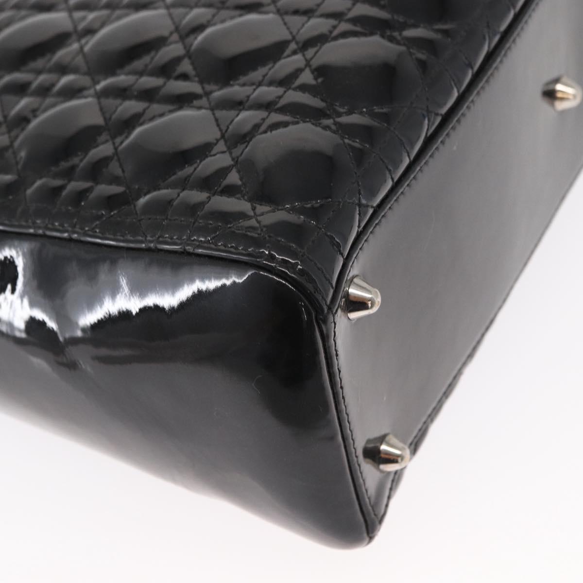 Christian Dior Canage Hand Bag Enamel 2way Black Silver Auth BA7509