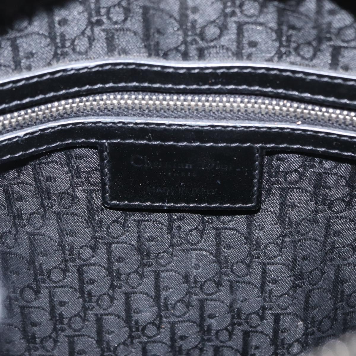 Christian Dior Canage Hand Bag Enamel 2way Black Silver Auth BA7509