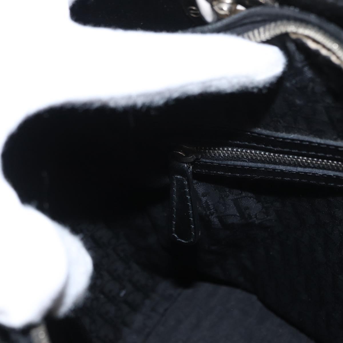 Christian Dior Canage Hand Bag Enamel 2way Black Silver Auth BA7509