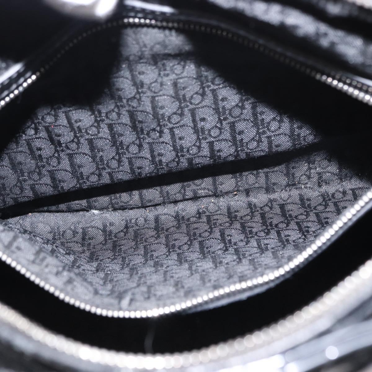 Christian Dior Canage Hand Bag Enamel 2way Black Silver Auth BA7509