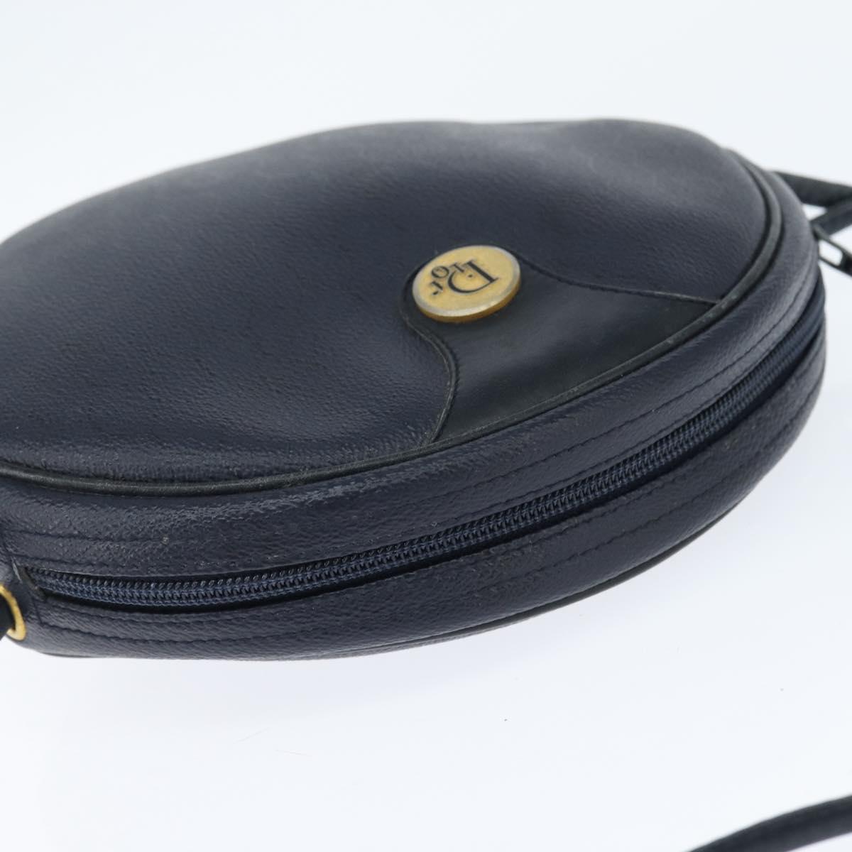 Christian Dior Honeycomb Canvas Shoulder Bag PVC Navy gold Auth BA7511