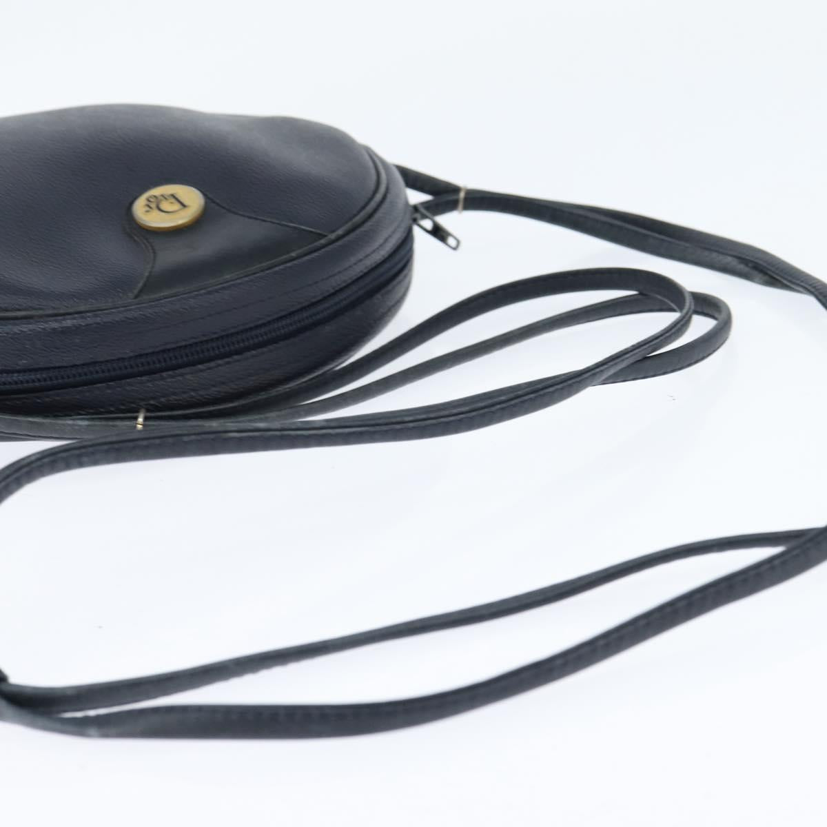Christian Dior Honeycomb Canvas Shoulder Bag PVC Navy gold Auth BA7511