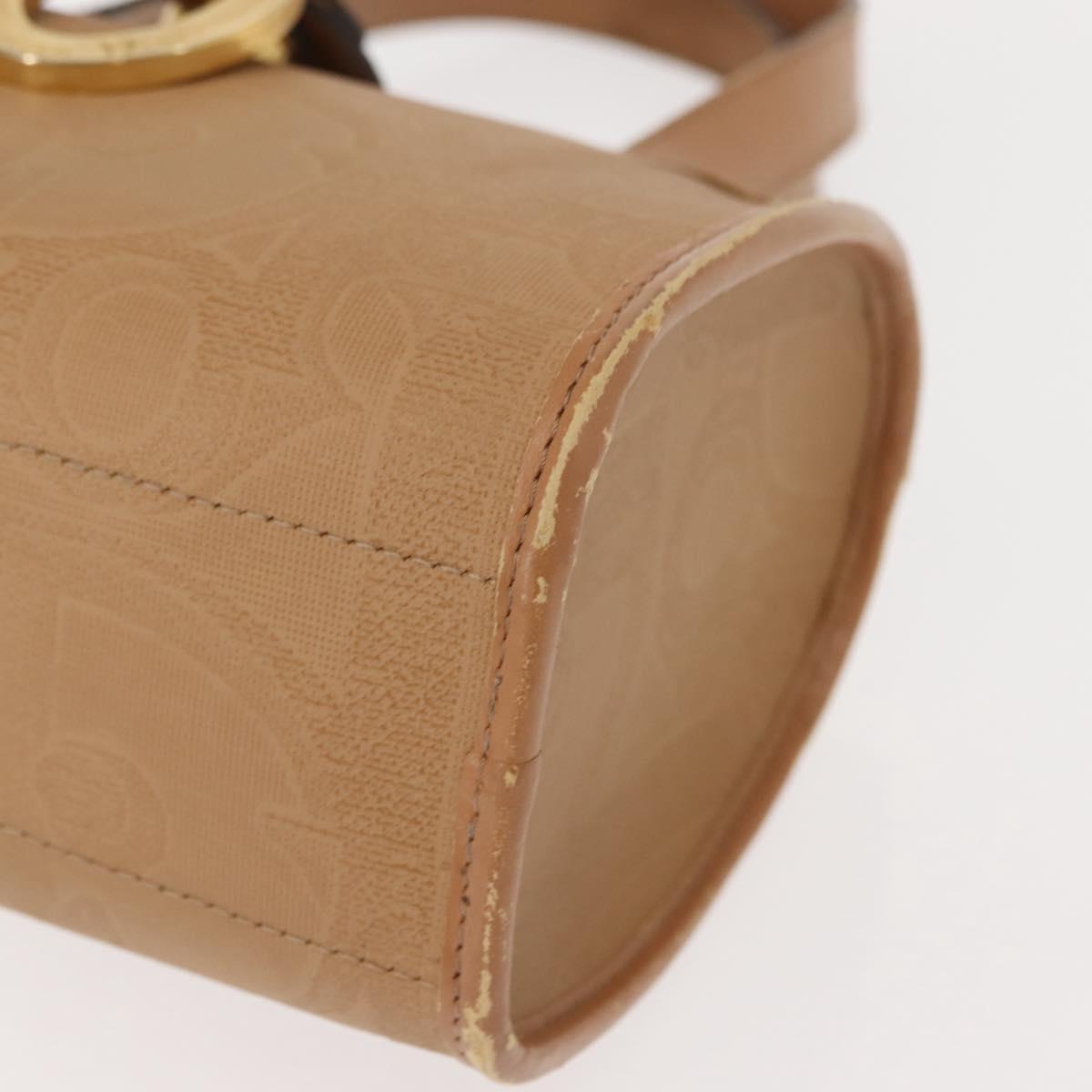 Christian Dior Hand Bag Leather Beige Gold Auth BA7513