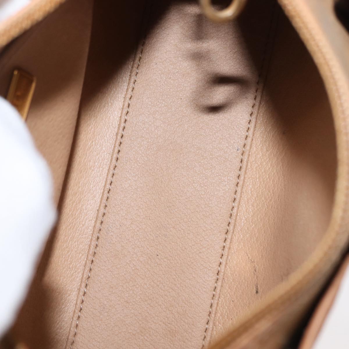 Christian Dior Hand Bag Leather Beige Gold Auth BA7513