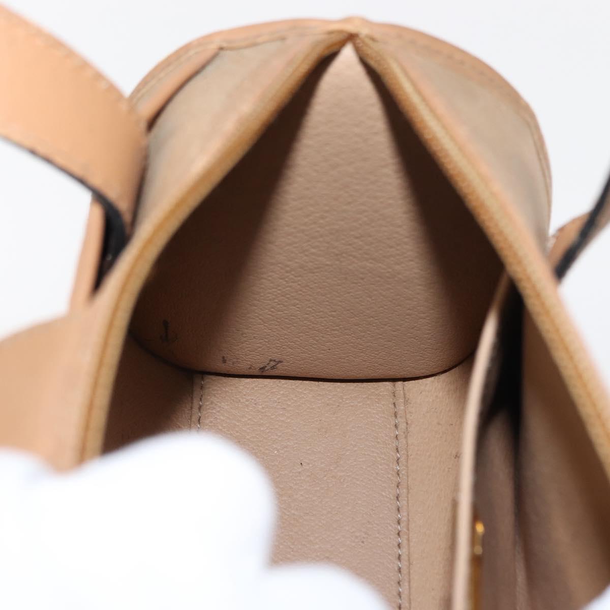 Christian Dior Hand Bag Leather Beige Gold Auth BA7513