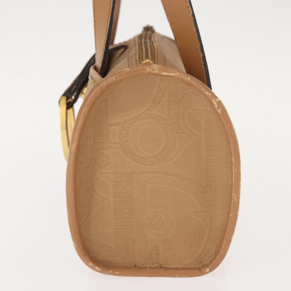 Christian Dior Hand Bag Leather Beige Gold Auth BA7513