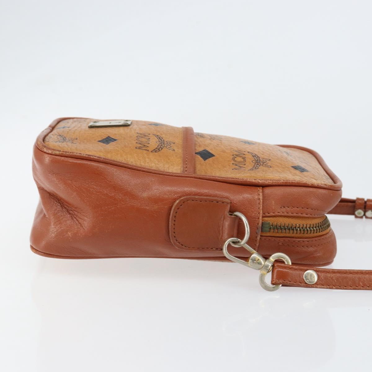 MCM Logogram Vicetos Shoulder Bag PVC Leather Brown Gold Auth BA7515