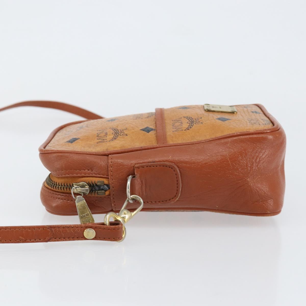 MCM Logogram Vicetos Shoulder Bag PVC Leather Brown Gold Auth BA7515