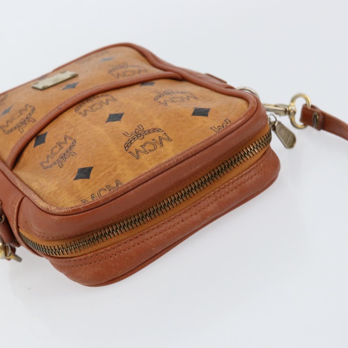 MCM Logogram Vicetos Shoulder Bag PVC Leather Brown Gold Auth BA7515