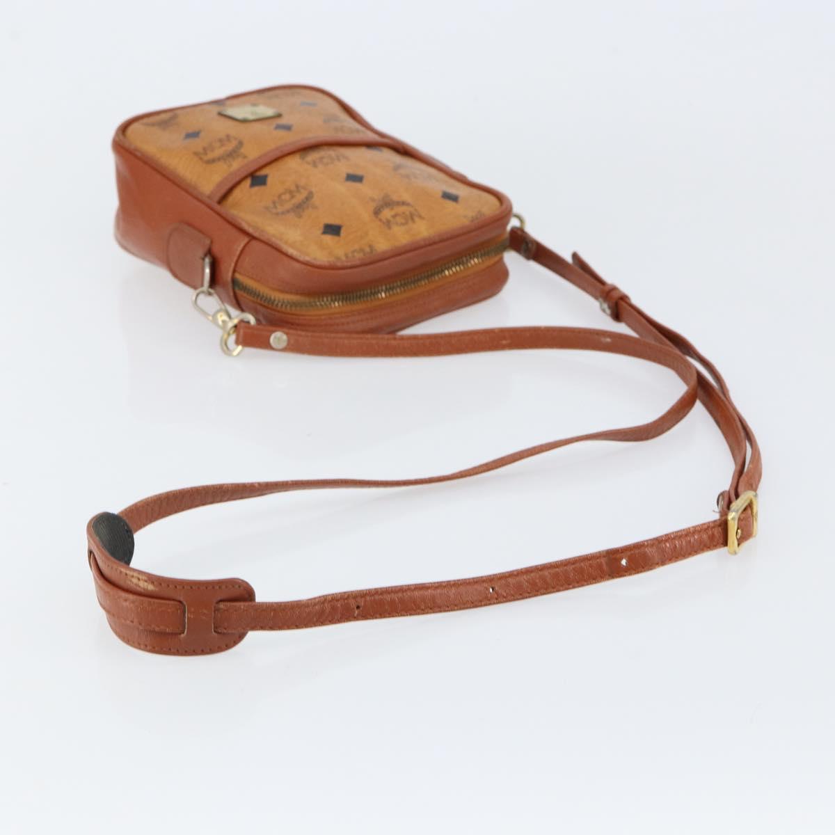 MCM Logogram Vicetos Shoulder Bag PVC Leather Brown Gold Auth BA7515