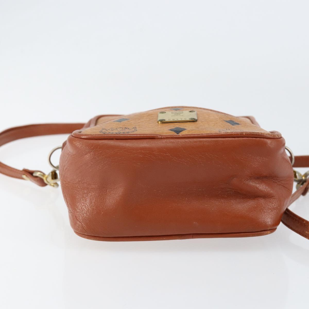 MCM Logogram Vicetos Shoulder Bag PVC Leather Brown Gold Auth BA7515