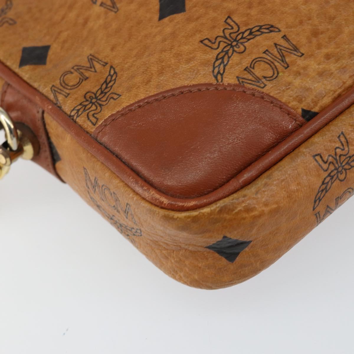 MCM Logogram Vicetos Clutch Bag PVC Leather Brown Gold Auth BA7516