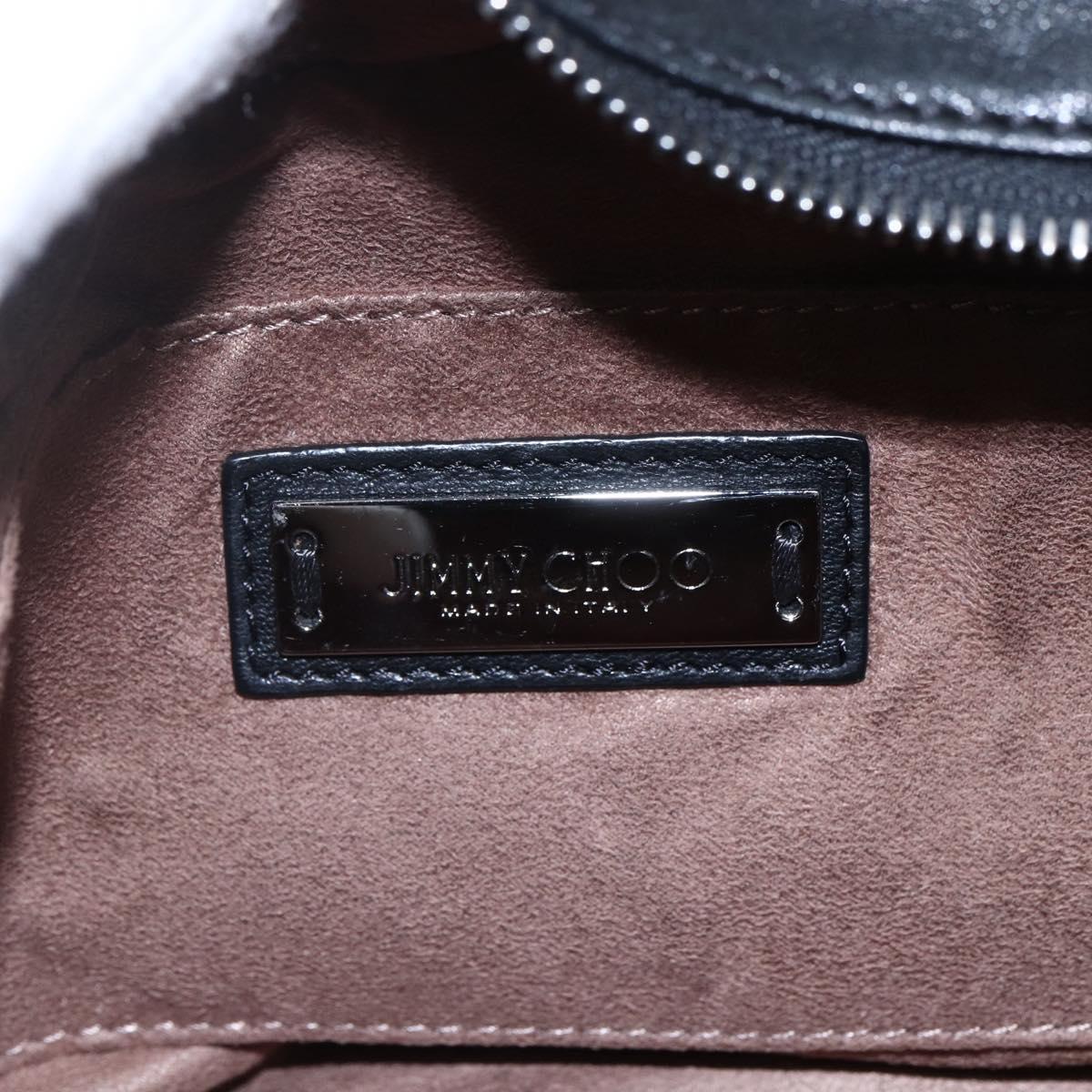 Jimmy Choo Studs Hand Bag Leather 2way Black Silver Auth BA7517