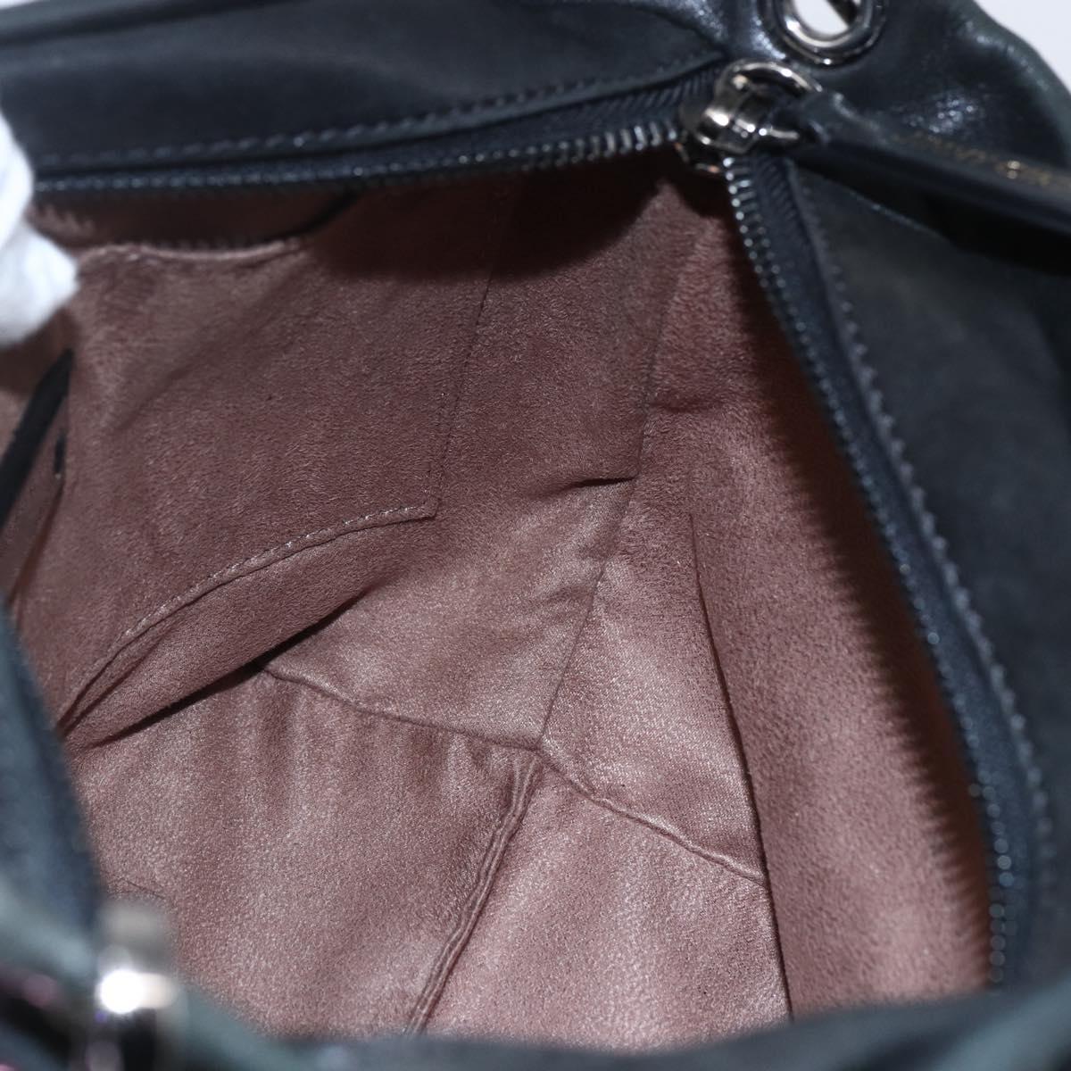 Jimmy Choo Studs Hand Bag Leather 2way Black Silver Auth BA7517