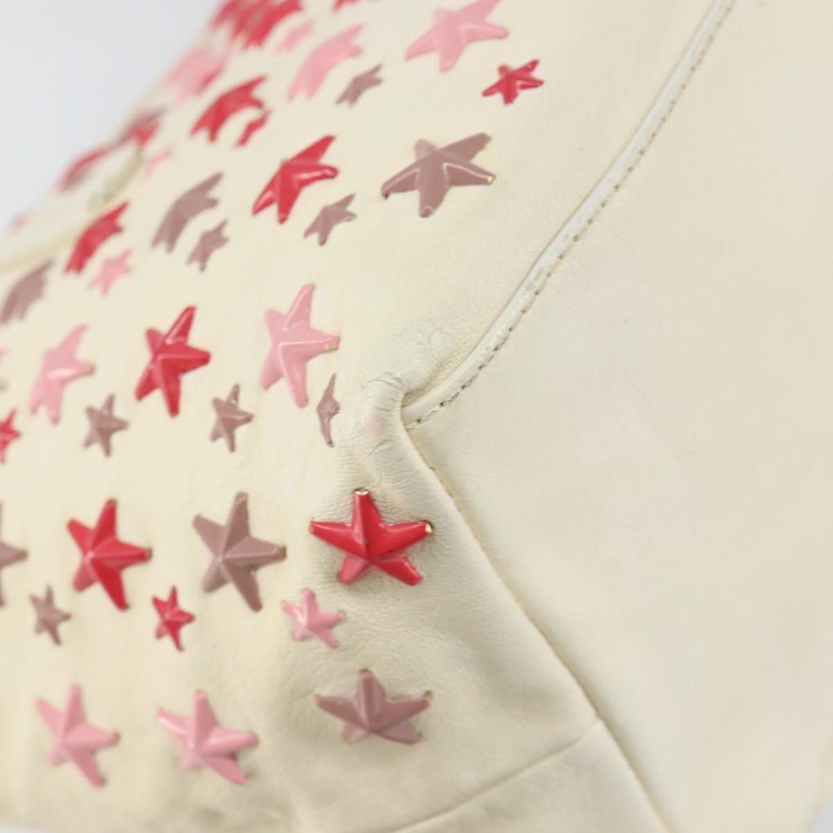 Jimmy Choo Studs Tote Bag Leather White Gold Auth BA7518