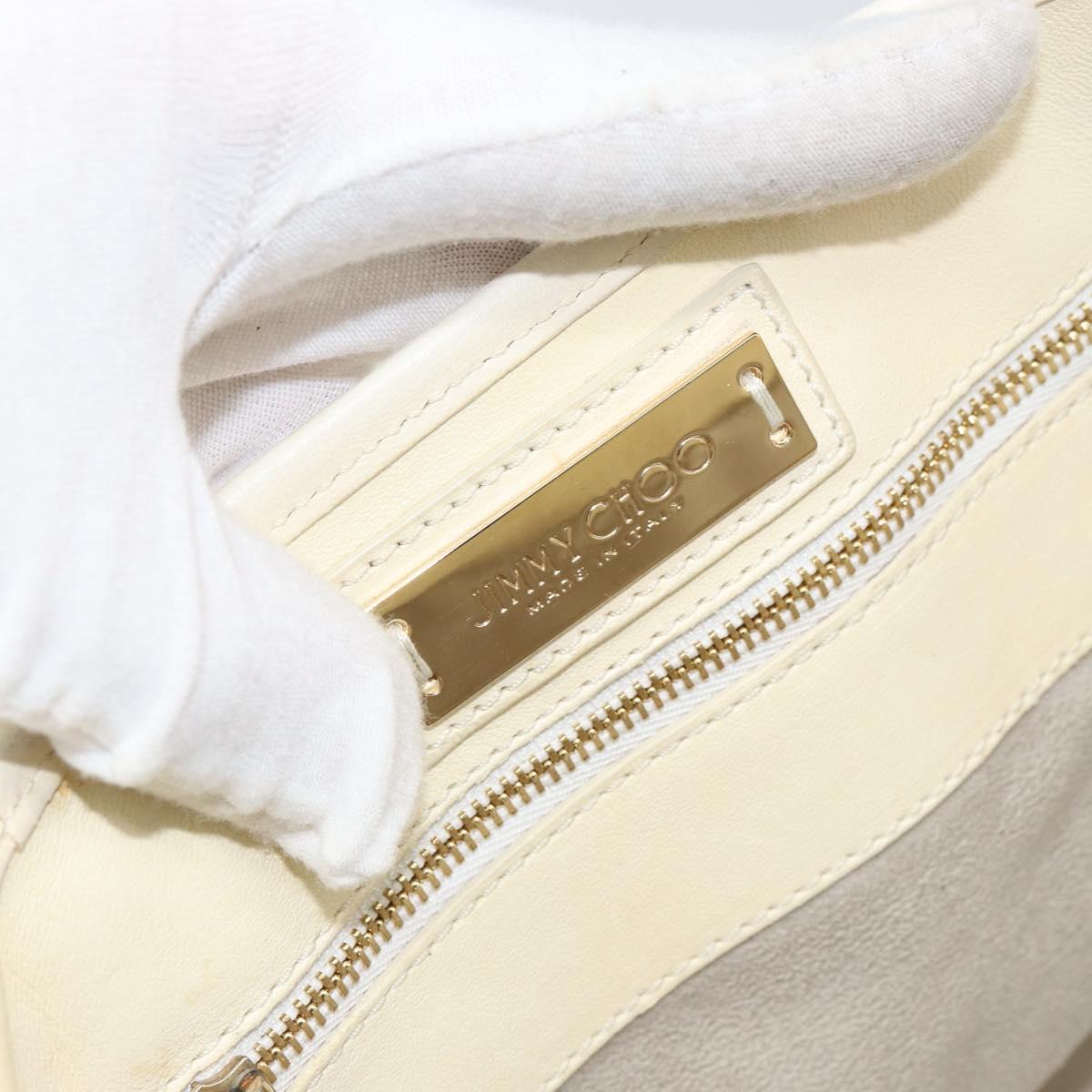 Jimmy Choo Studs Tote Bag Leather White Gold Auth BA7518