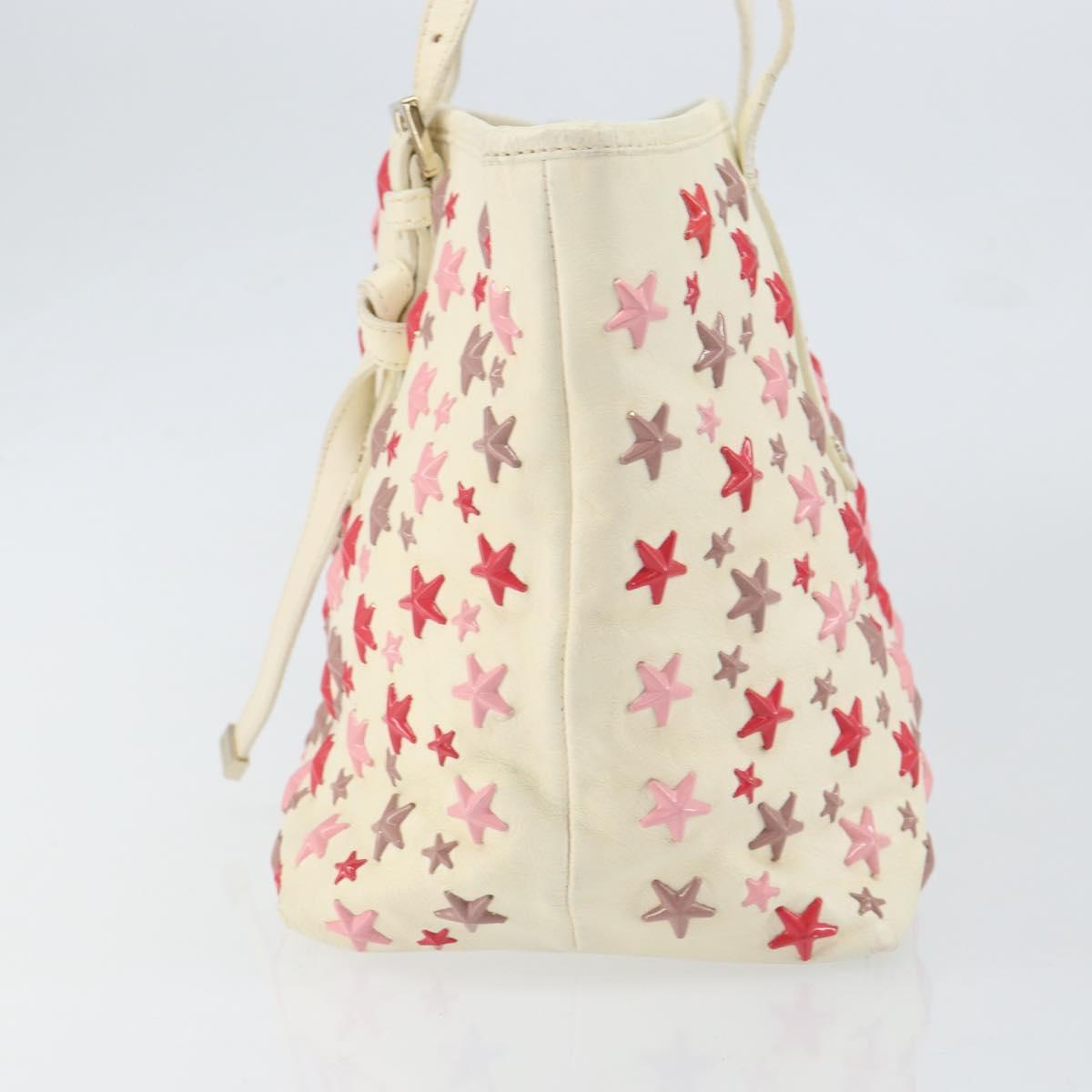 Jimmy Choo Studs Tote Bag Leather White Gold Auth BA7518