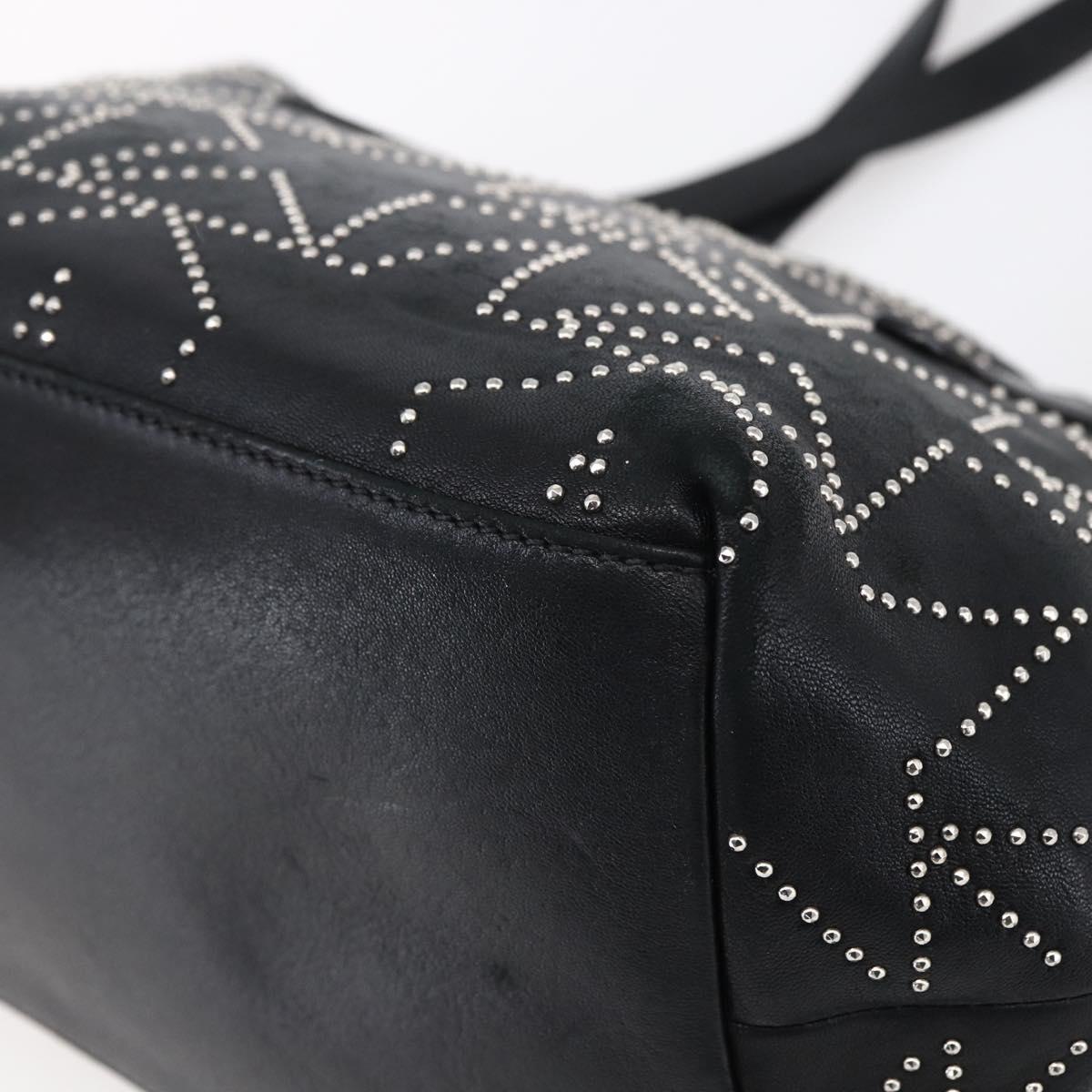Jimmy Choo Studs Tote Bag Leather Black Silver Auth BA7519
