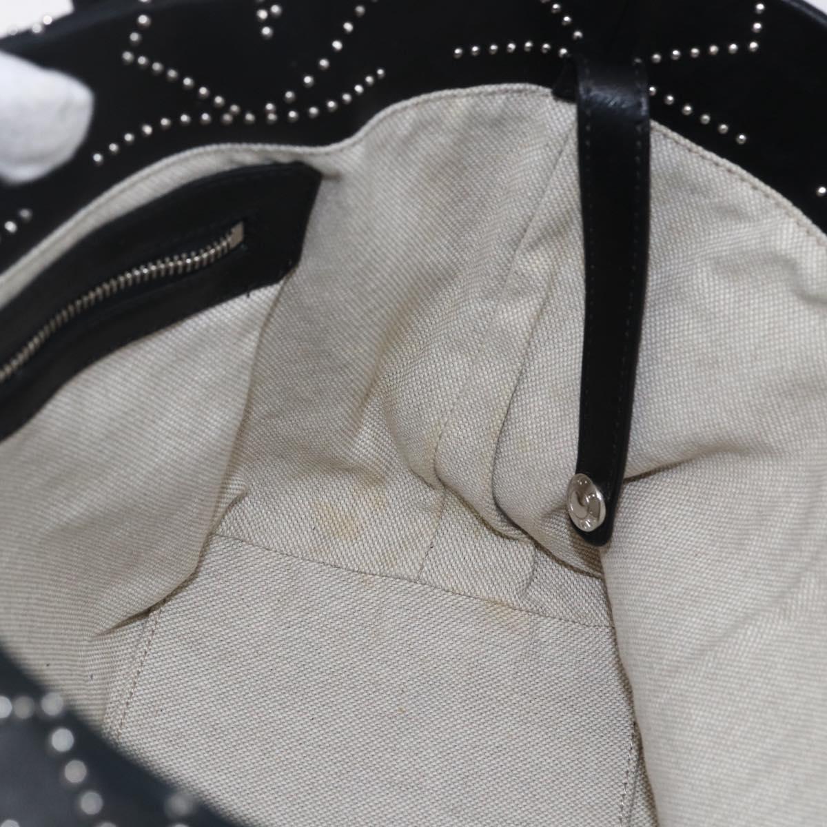 Jimmy Choo Studs Tote Bag Leather Black Silver Auth BA7519