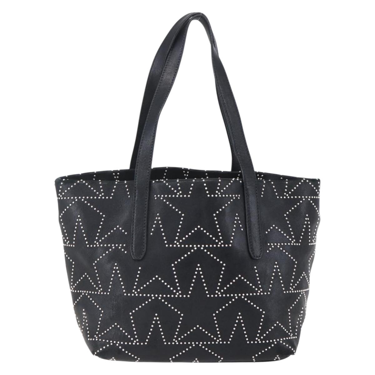 Jimmy Choo Studs Tote Bag Leather Black Silver Auth BA7519