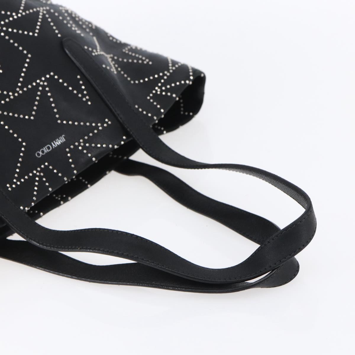 Jimmy Choo Studs Tote Bag Leather Black Silver Auth BA7519