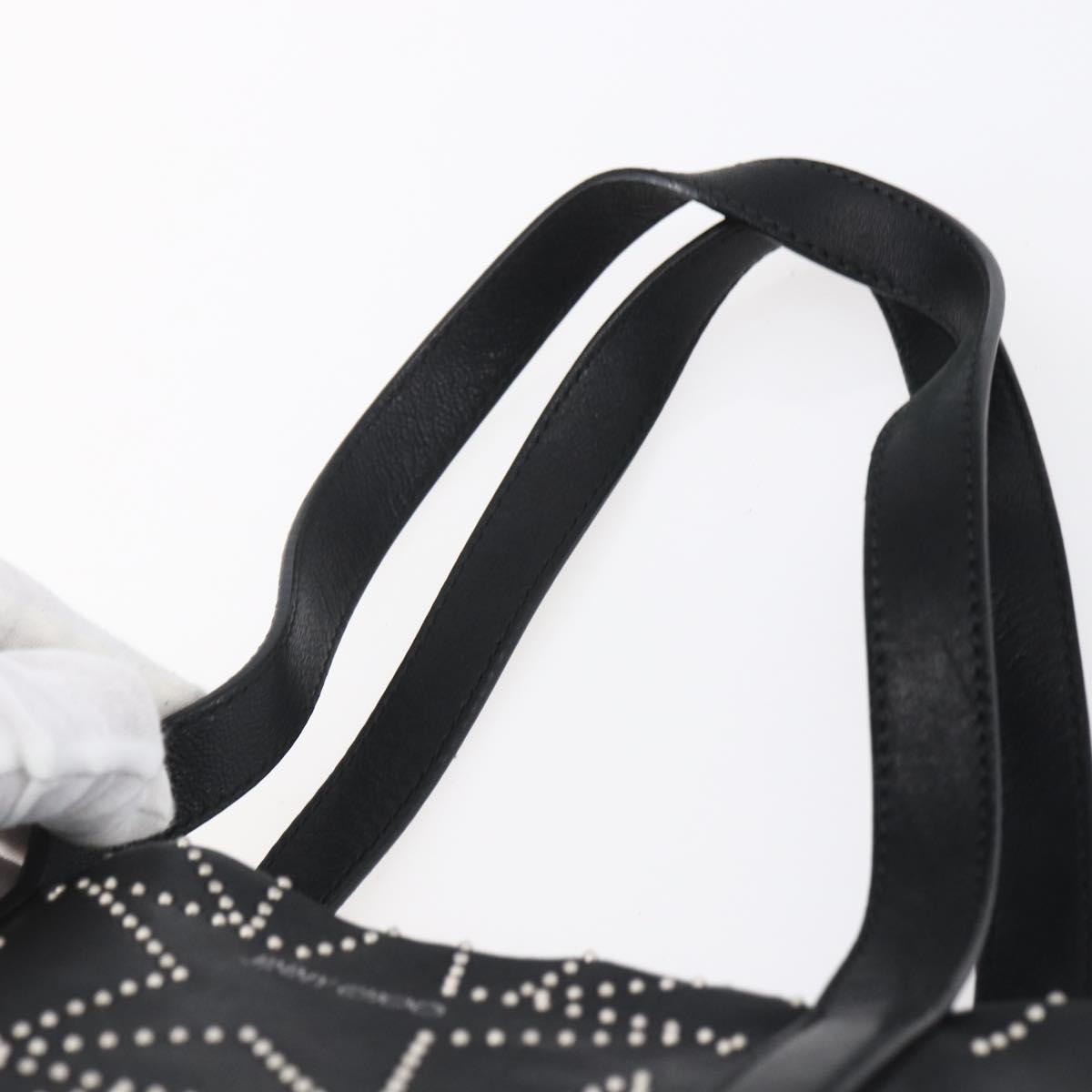 Jimmy Choo Studs Tote Bag Leather Black Silver Auth BA7519