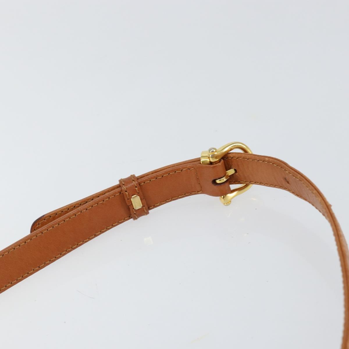 CELINE Macadam Canvas Shoulder Bag PVC Leather Beige Gold Auth BA7520