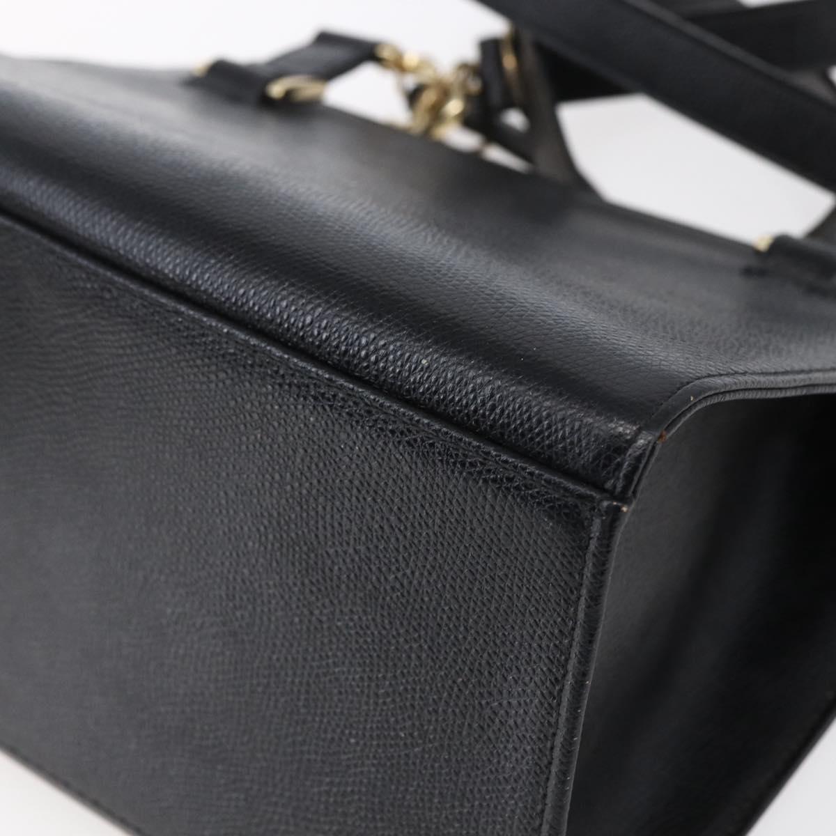 Gianni Versace Shoulder Bag Leather Black Gold Auth BA7521