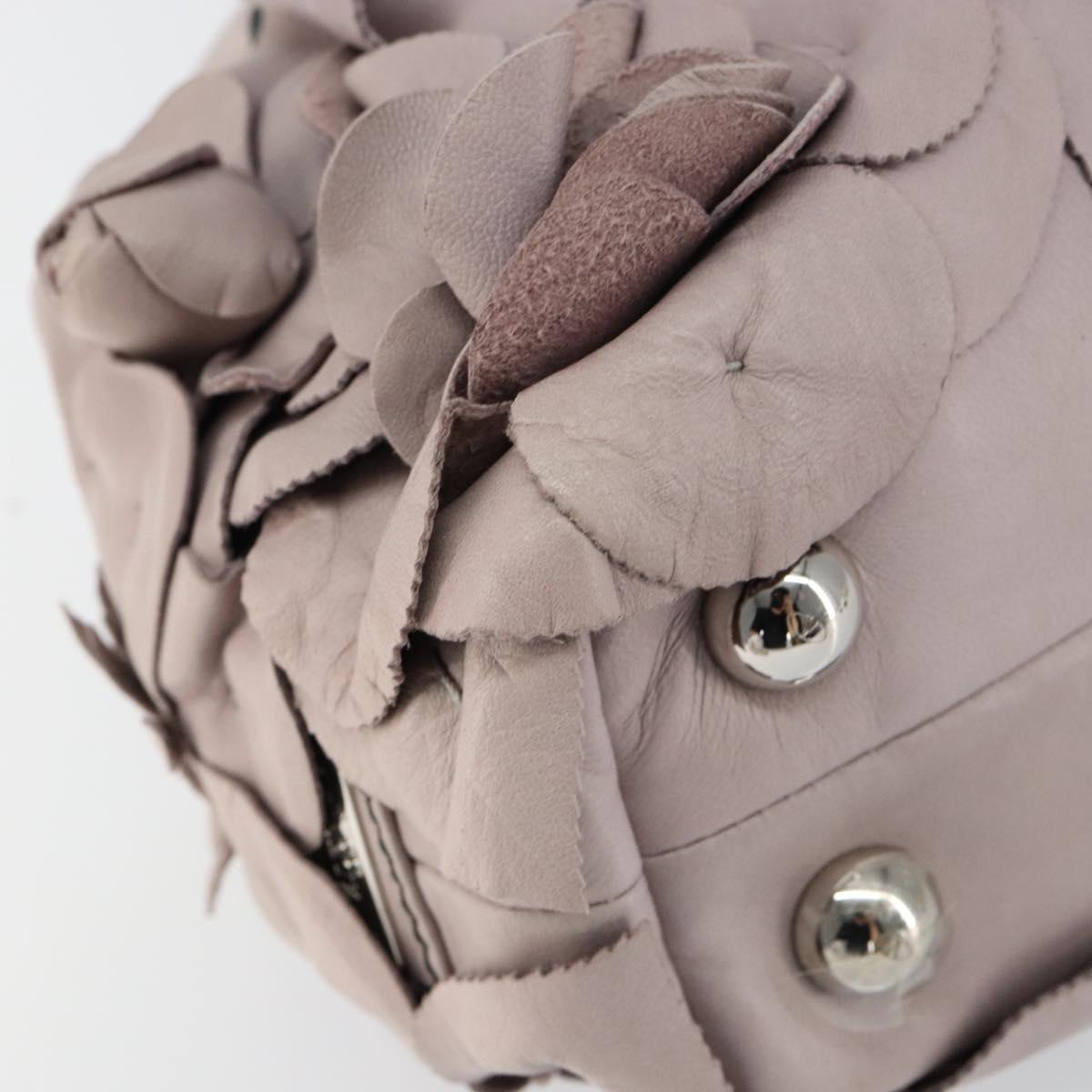 VALENTINO Hand Bag Leather Purple Silver Auth BA7522