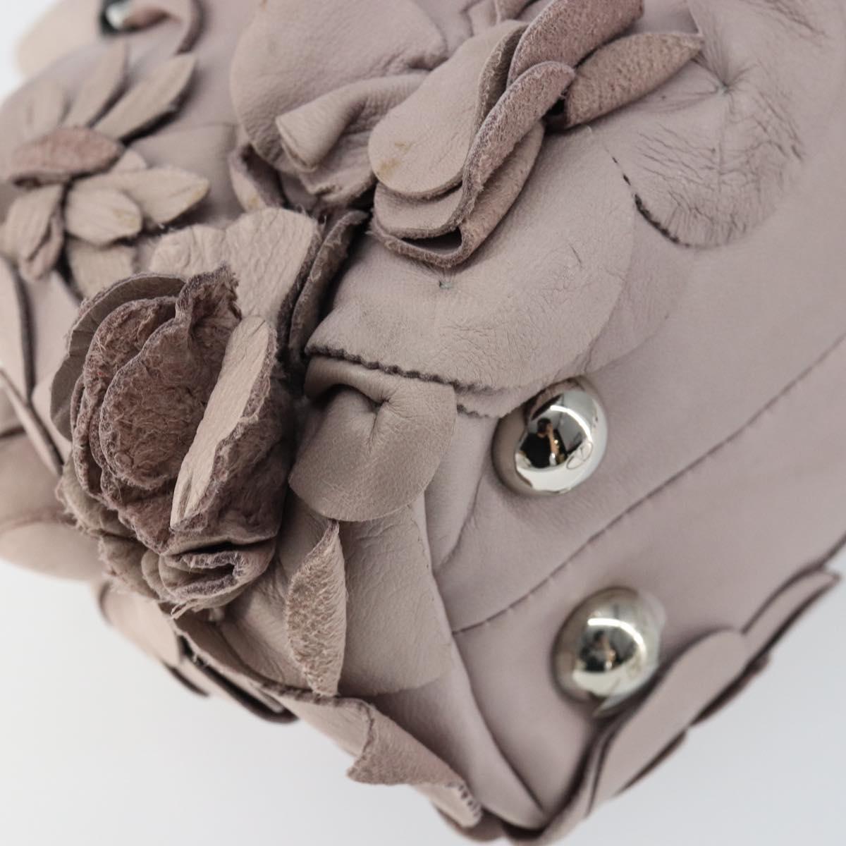 VALENTINO Hand Bag Leather Purple Silver Auth BA7522