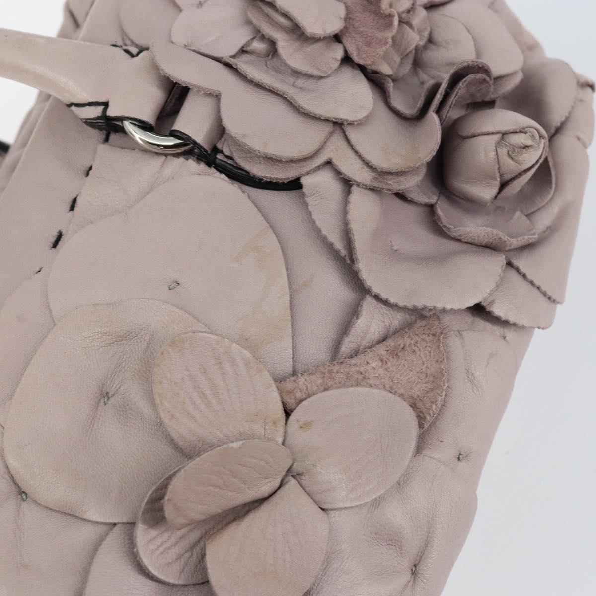 VALENTINO Hand Bag Leather Purple Silver Auth BA7522