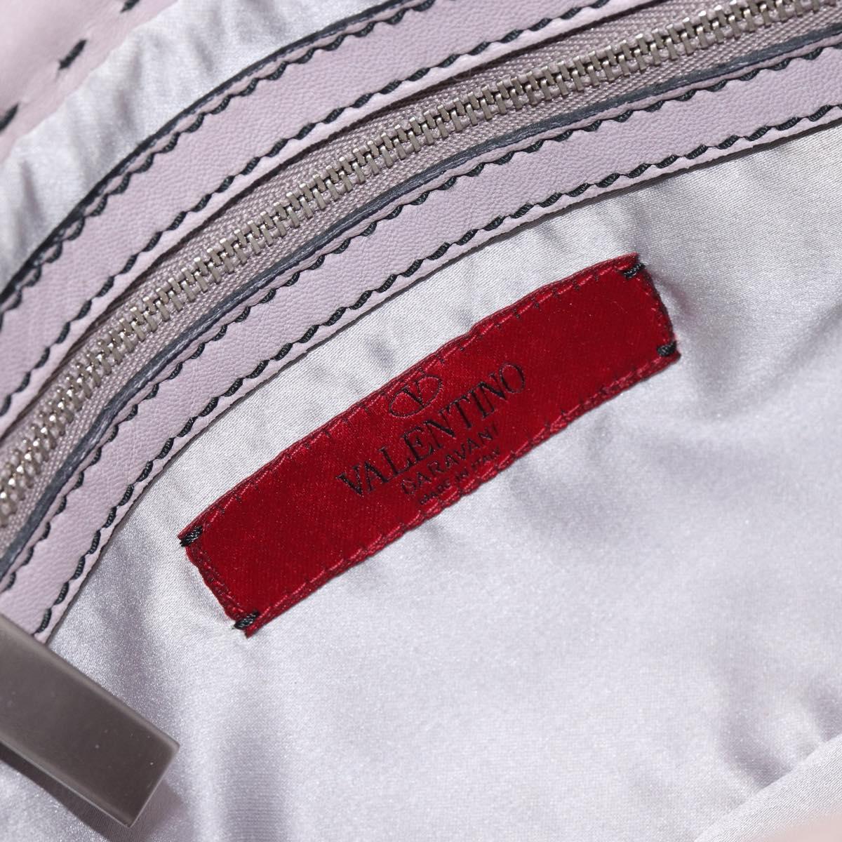 VALENTINO Hand Bag Leather Purple Silver Auth BA7522