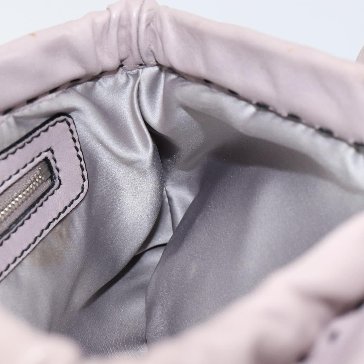 VALENTINO Hand Bag Leather Purple Silver Auth BA7522