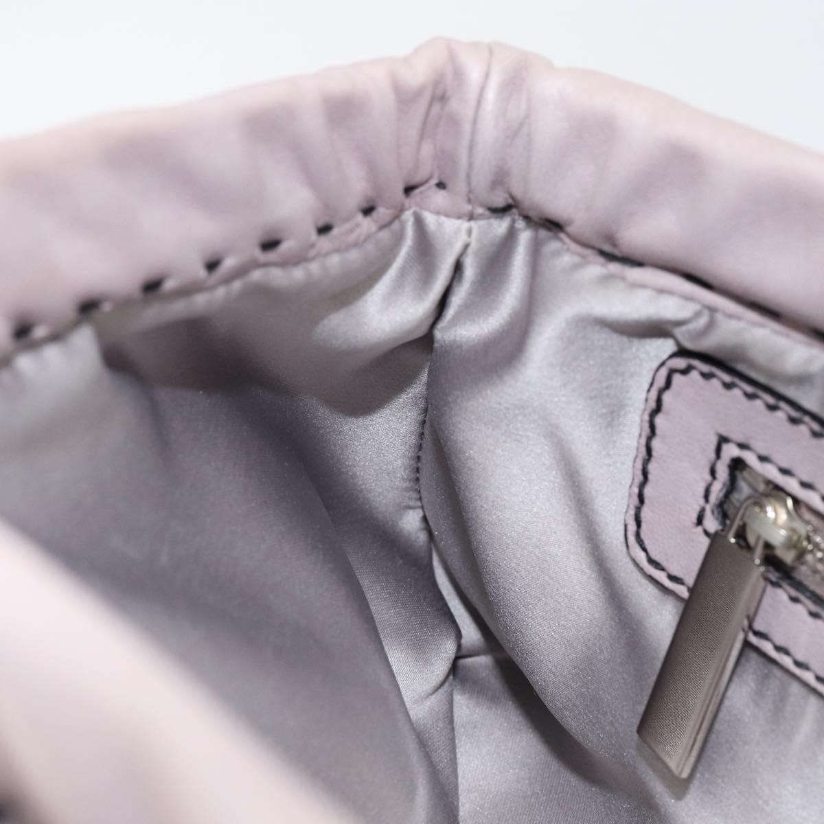 VALENTINO Hand Bag Leather Purple Silver Auth BA7522