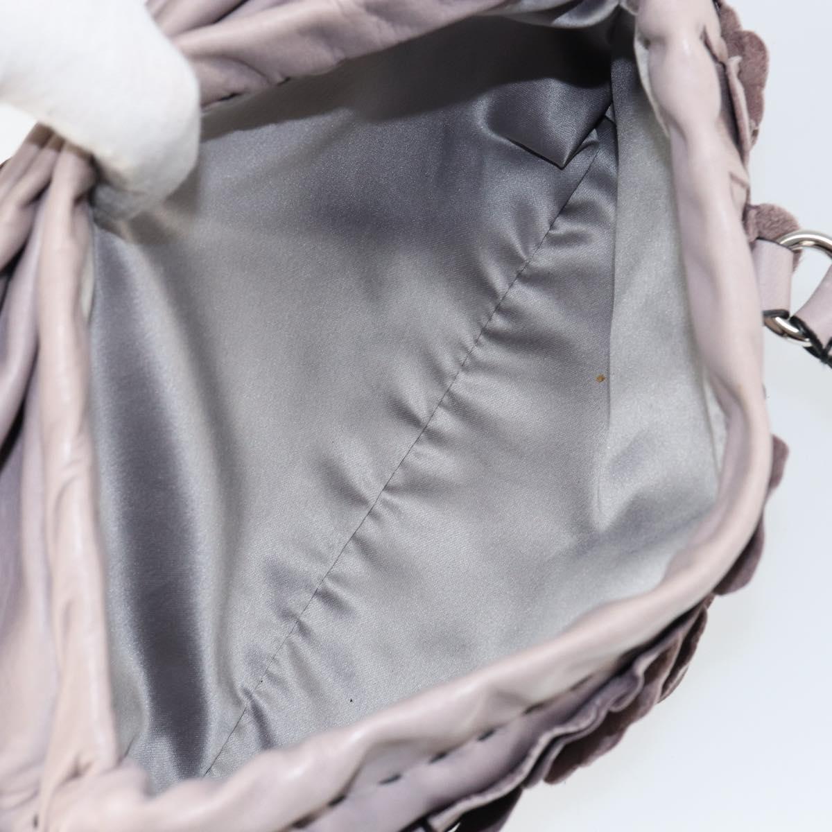 VALENTINO Hand Bag Leather Purple Silver Auth BA7522