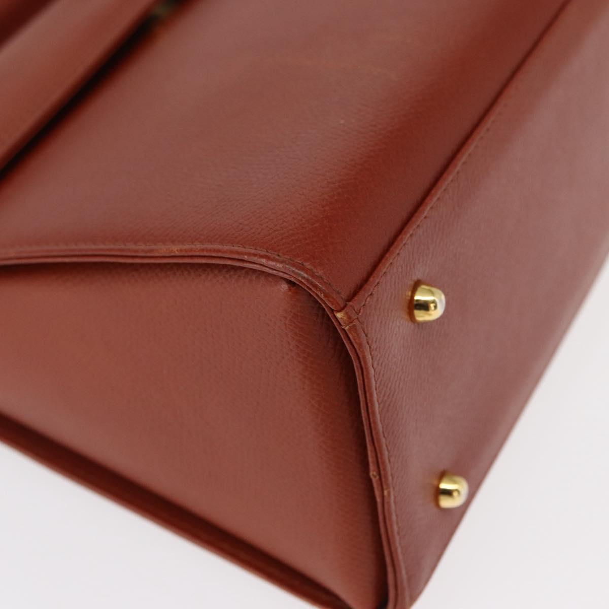 VALENTINO Hand Bag Leather 2way Brown Gold Auth BA7523