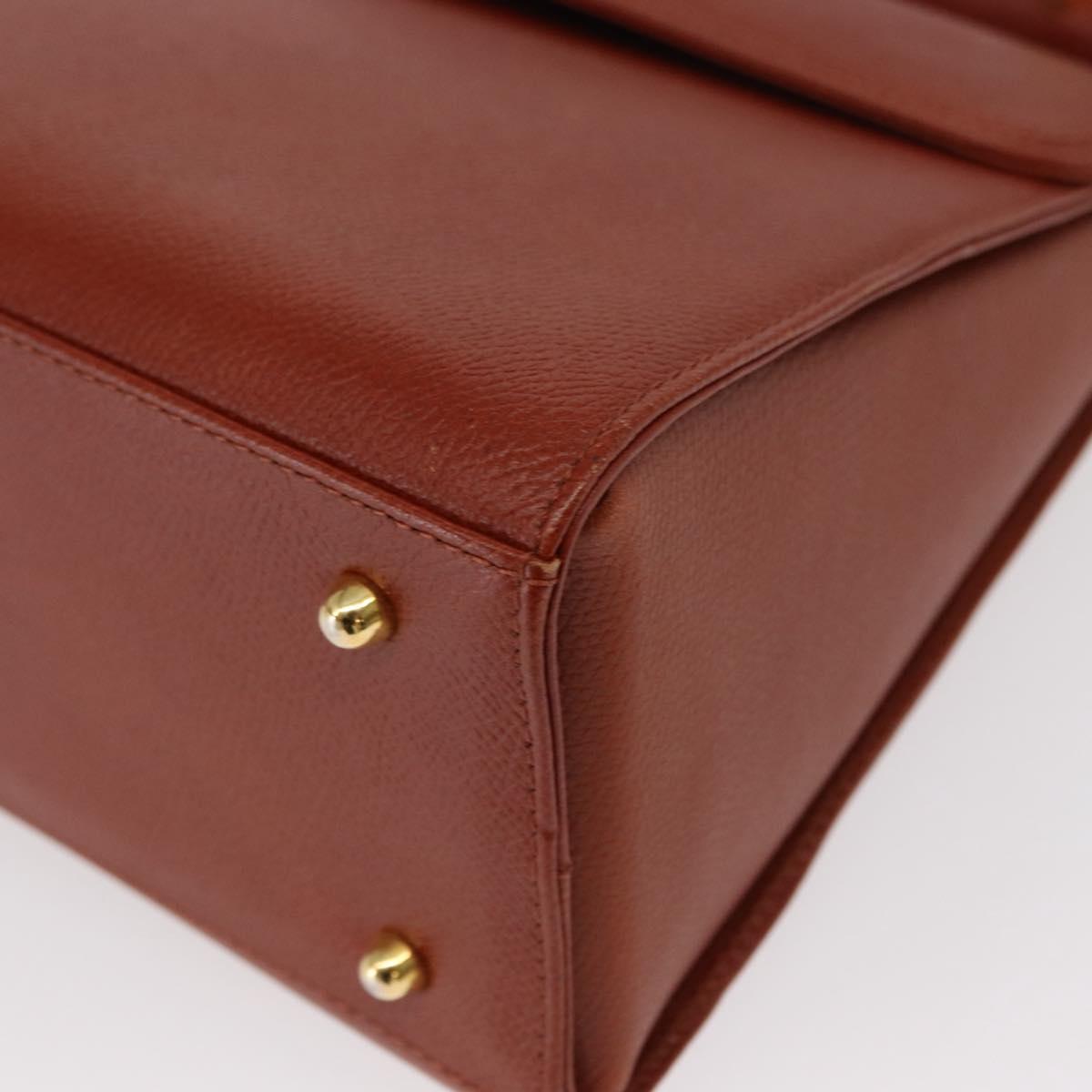 VALENTINO Hand Bag Leather 2way Brown Gold Auth BA7523