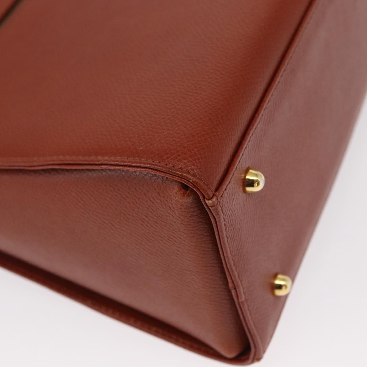 VALENTINO Hand Bag Leather 2way Brown Gold Auth BA7523