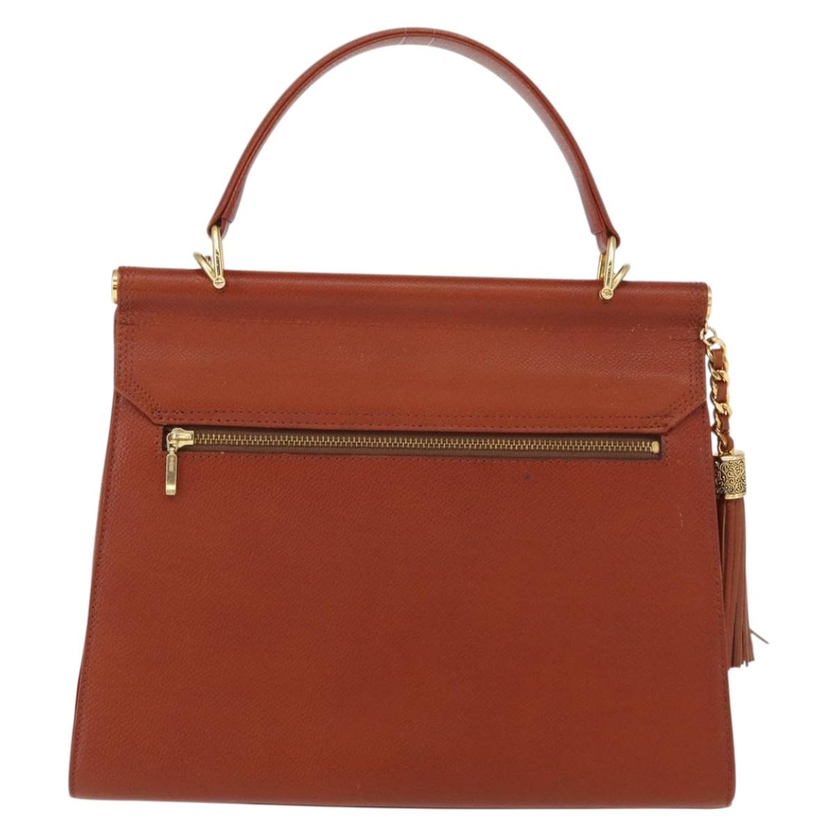 VALENTINO Hand Bag Leather 2way Brown Gold Auth BA7523