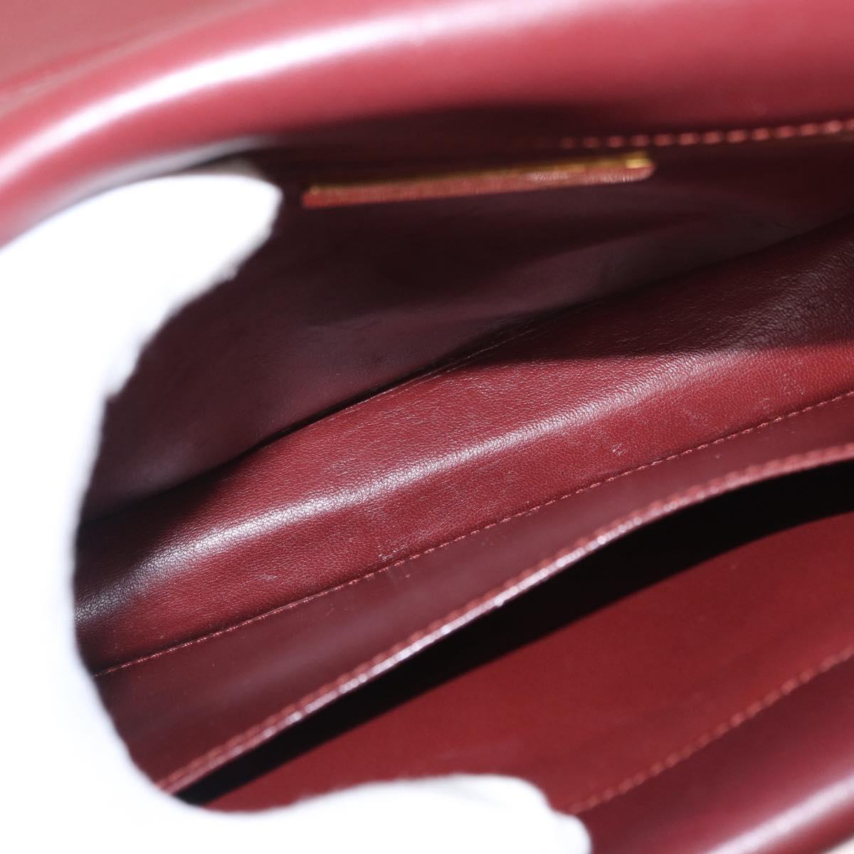 CARTIER Must Line Shoulder Bag Leather Bordeaux Gold Auth BA7524