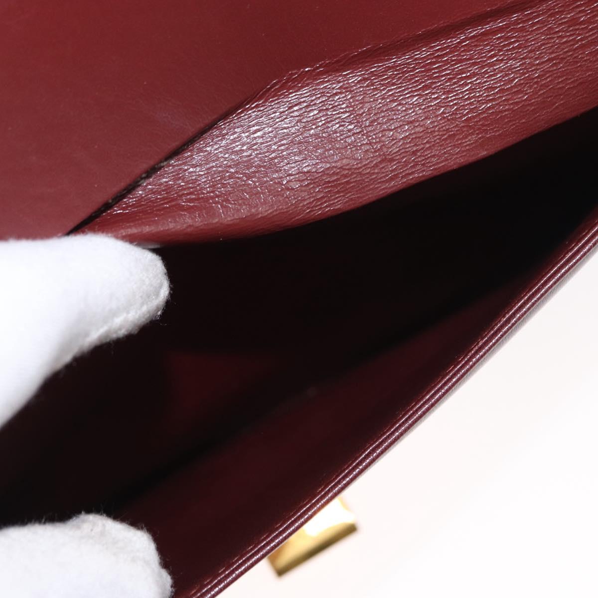 CARTIER Must Line Shoulder Bag Leather Bordeaux Gold Auth BA7524