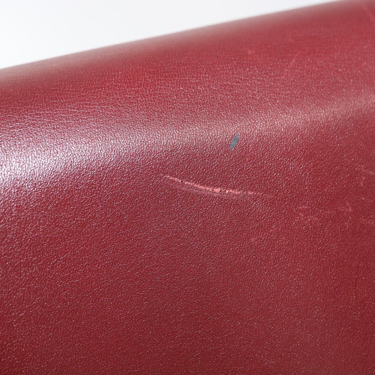 CARTIER Must Line Shoulder Bag Leather Bordeaux Gold Auth BA7524