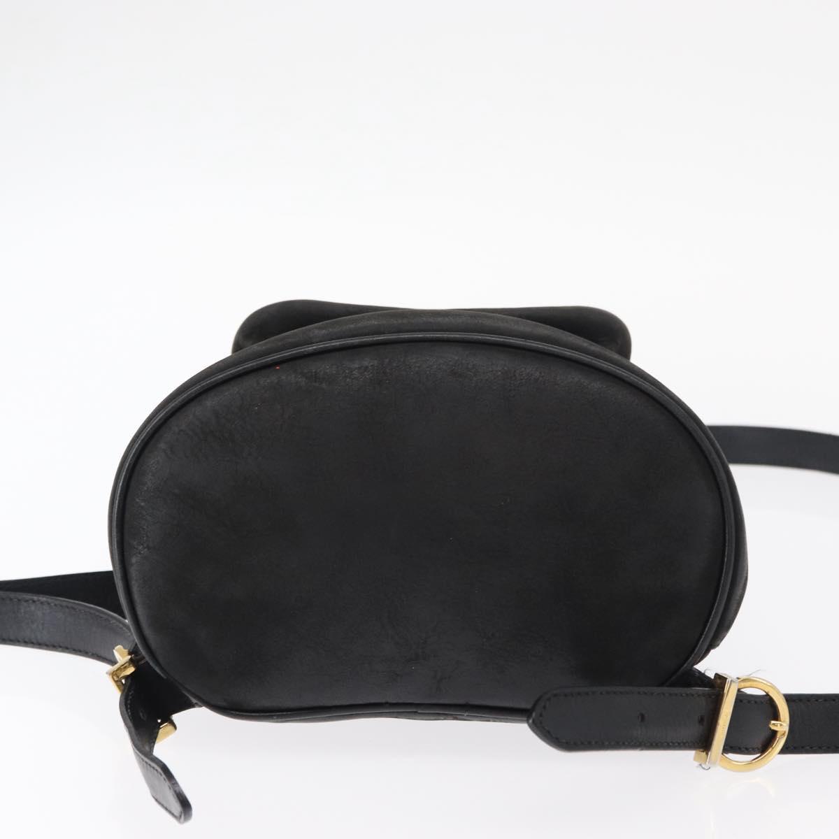 Salvatore Ferragamo Vala Backpack Leather Black Gold Auth BA7527