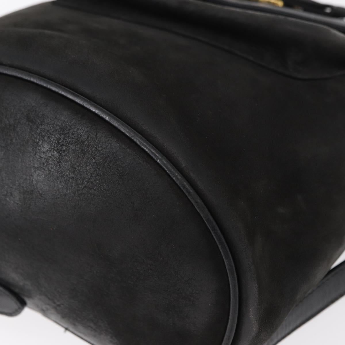 Salvatore Ferragamo Vala Backpack Leather Black Gold Auth BA7527