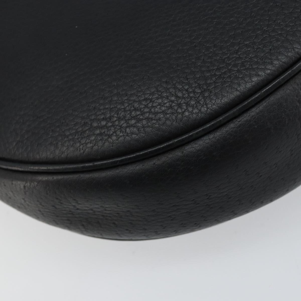 Salvatore Ferragamo Gancini Shoulder Bag Leather Black Gold Auth BA7529