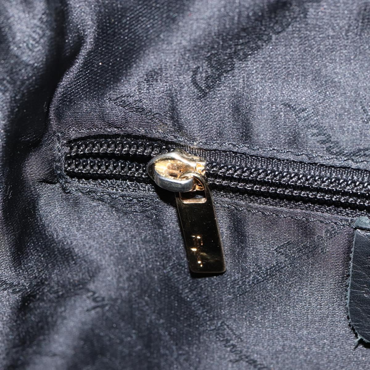 Salvatore Ferragamo Gancini Shoulder Bag Leather Black Gold Auth BA7529