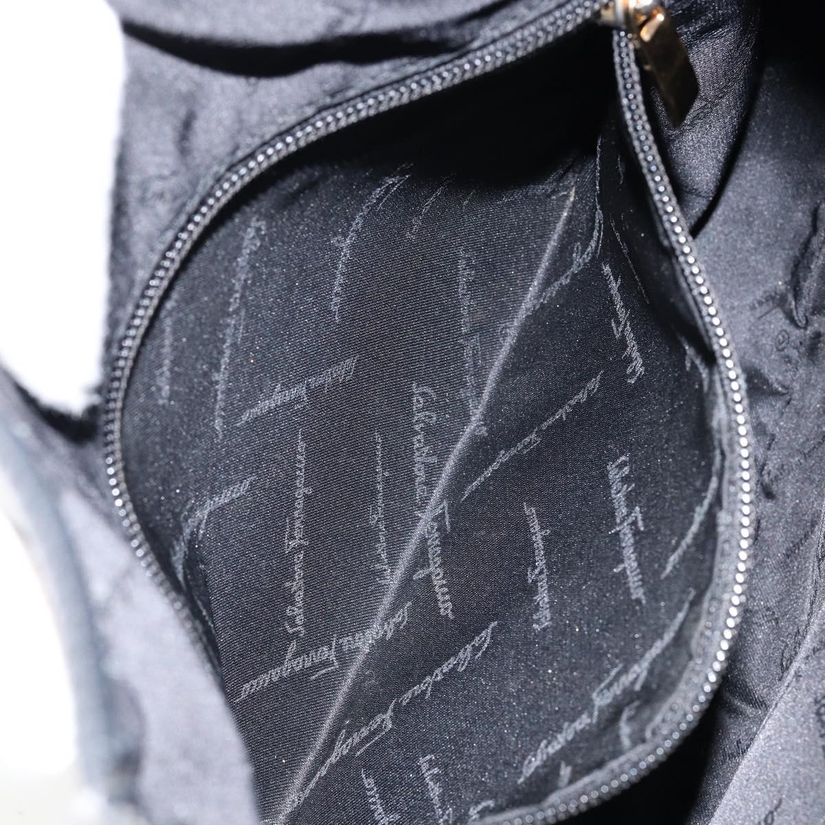 Salvatore Ferragamo Gancini Shoulder Bag Leather Black Gold Auth BA7529