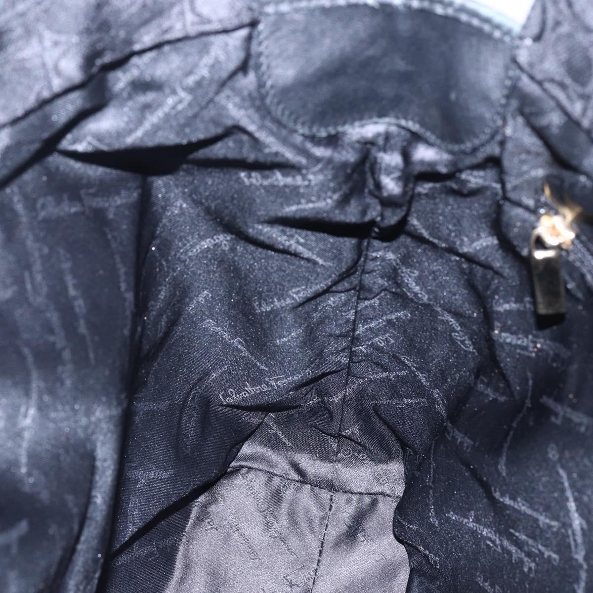 Salvatore Ferragamo Gancini Tote Bag Canvas Black Gold Auth BA7530